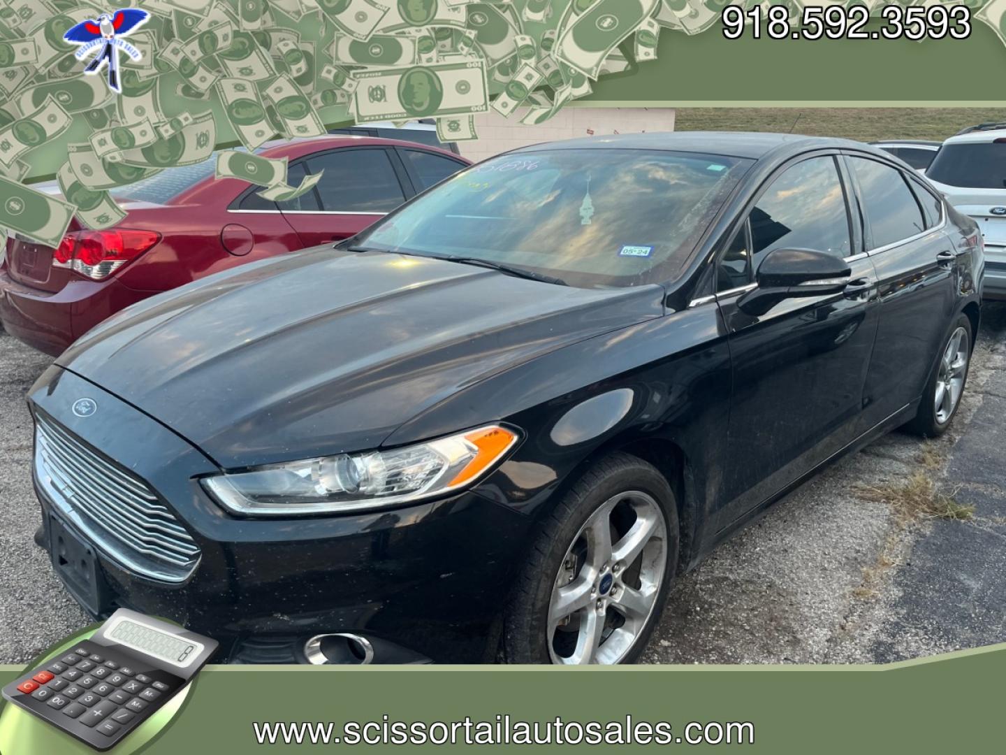 2014 BLACK FORD FUSION SE SE (1FA6P0H72E5) with an 2.5L L4 DOHC 16V engine, located at 8101 E. Skelly Dr., Tulsa, OK, 74129, (918) 592-3593, 36.121891, -95.888802 - Photo#0